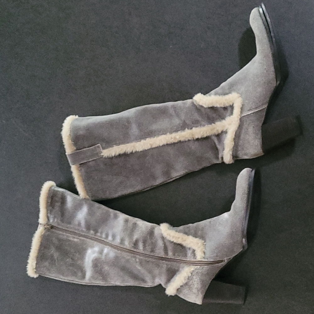 Nine West Boots, size 9, Grey w/beige fur